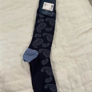 Cole Haan Navy and Light Blue Paisley Dress Socks